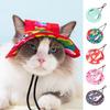 Pet Sun Hat with Ear Holes Adjustable Tie-Dyed Bucket Hat Outdoor Round Brim Sun Protection Hat for Small Medium Dogs Cats