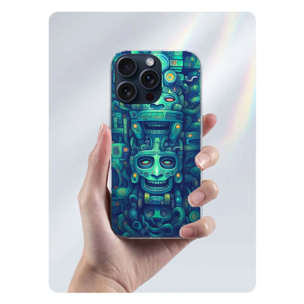 Ацтекский Майя Каменный Чехол Capa для iPhone 17 Air 16 Pro Max 15 12 Pro 14 Plus 17E 16E 11 13 Mini Чехлы Fundas Cell Прозрачный