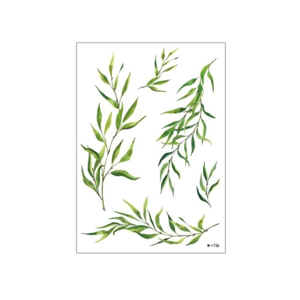 5 Sheets Waterproof Green Leaf Temporary Tattoos Elf Fairy Makeup Stickers Cosplay