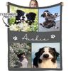 1PC Personalized Pet Flannel Blanket with Baby Dog Name And Photos - Customized Gift for Camping And Travel For Pets