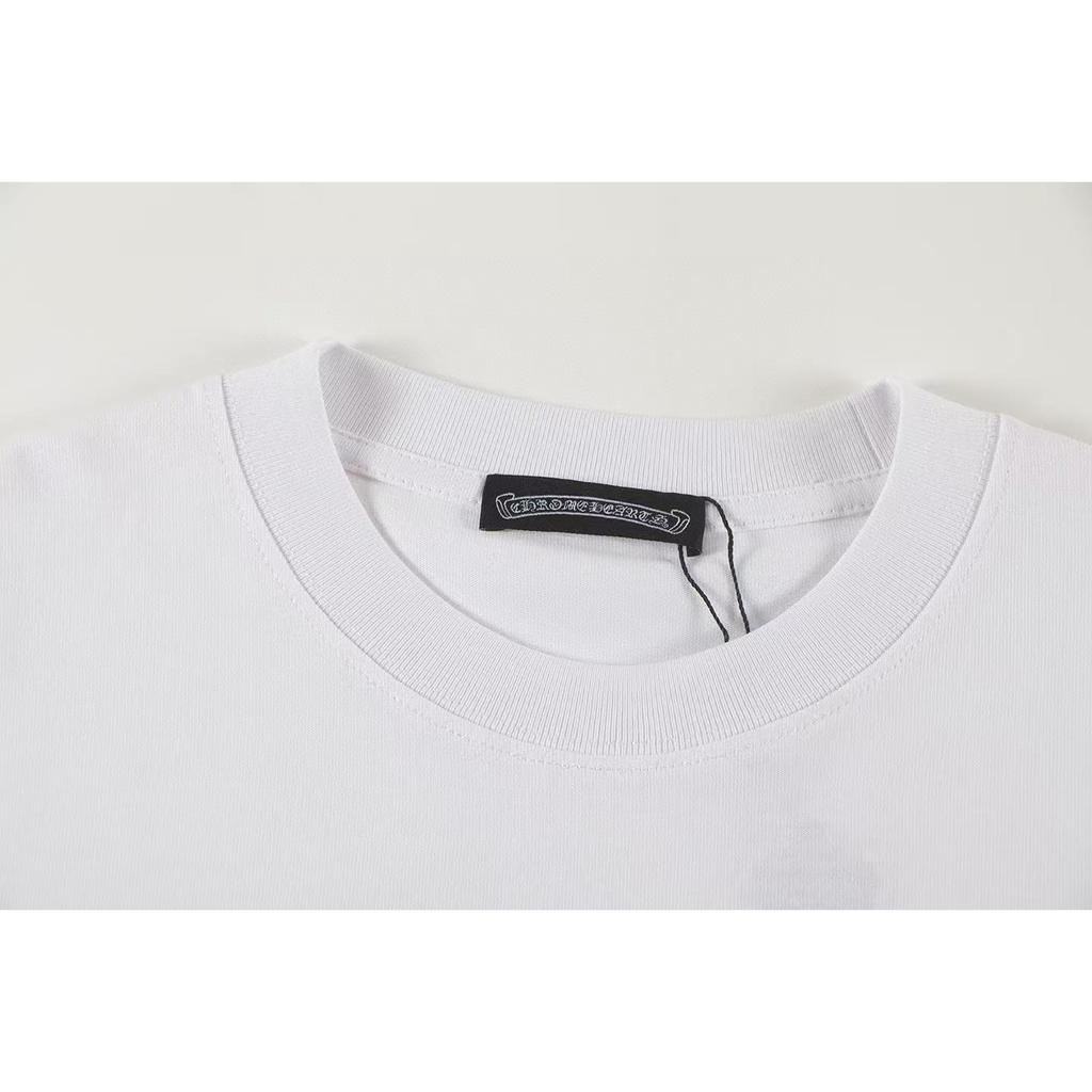 W390 CHROME HEARTS 2025 Летняя новая высококачественная хлопковая свободная футболка большого размера с круглым вырезом Футболка для пары