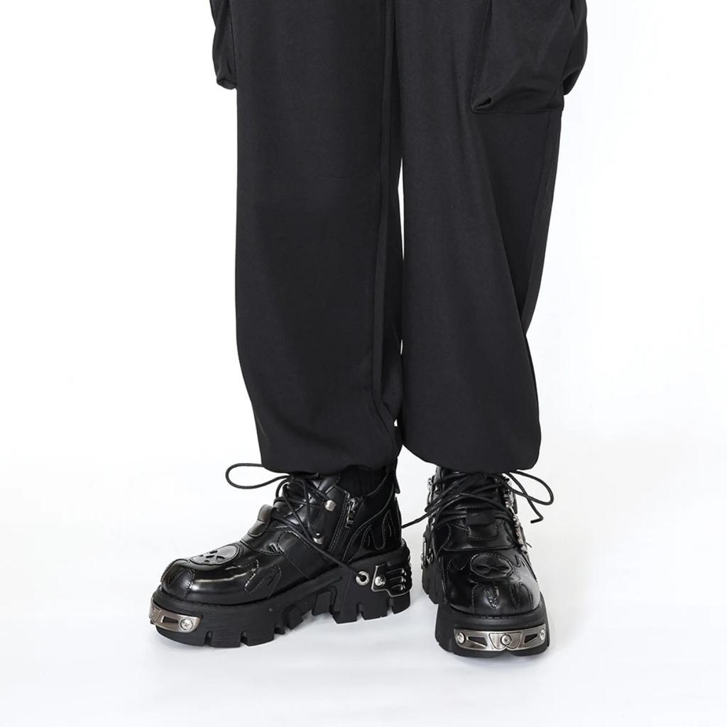 Мужские и женские винтажные рок-парные туфли, новые темные панковские кожаные ретро-ботинки, металлический нишевый дизайн, унисекс, туфли на одной платформе