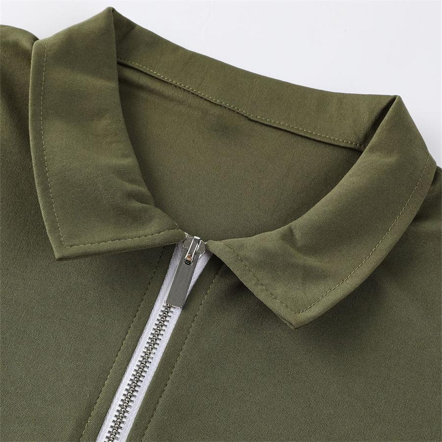 2024 Men's Summer Short Sleeve T Shirts Solid Zipper Lapel Collar T Shirt Fashion Men Tees White Black Blue Plus Size Tops