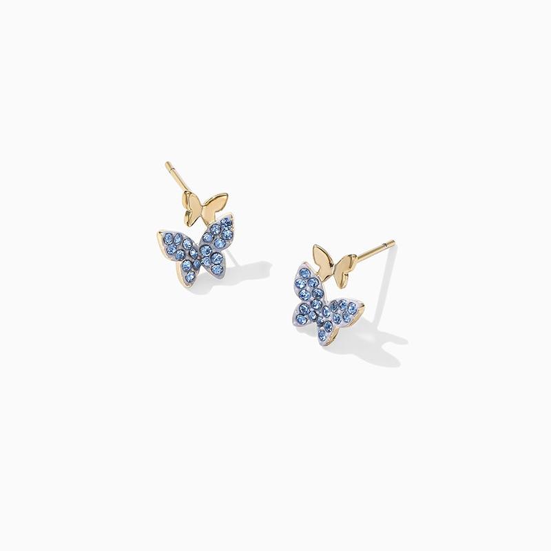 Cercei Dama Butterfly Design Zircon Earrings Gold/Blue Fashion Jewelry Gift