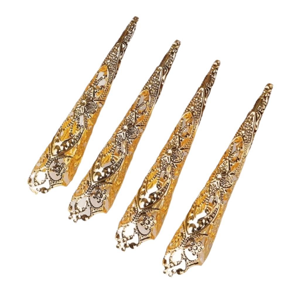 10PCS Adjustable Opening Fingertip Nail Ring Antique Style Cosplay Jewelry Dance Performance