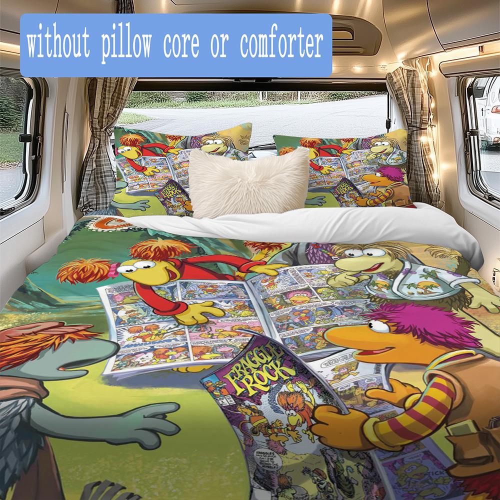 Fraggle Rock Adventure Pattern Bedding,Quilt Set Quilt Cover Pillowcase Home Birthday Gift (1*duvet cover+2*pillowcase,without core)XSJT0917305