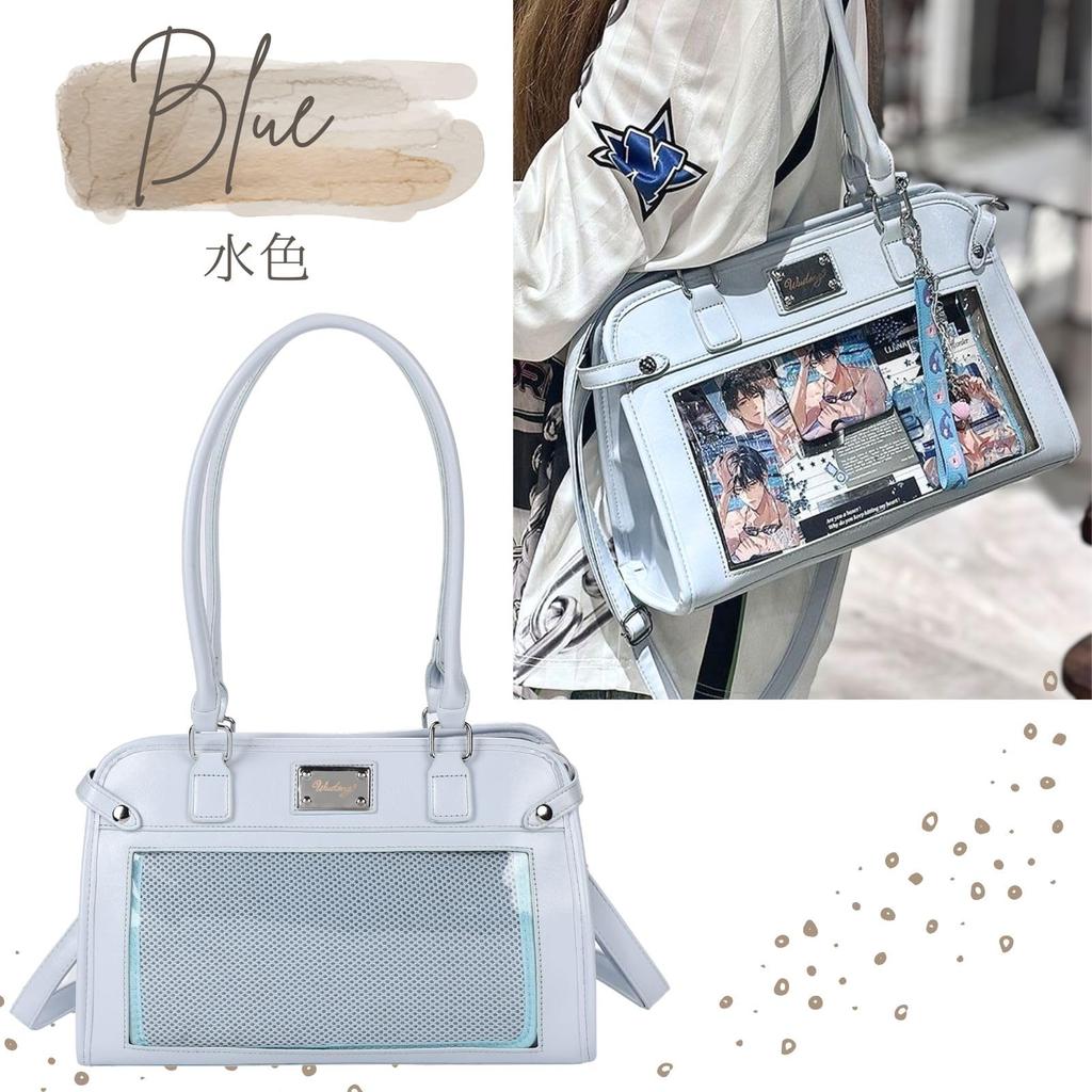 Ita Fan Tote Shoulder Light Silver [Harujio] Bag, Bag, Bag, Bag, 2-way, Cute, Adult, Black, White, Red, Blue, (Light Blue)