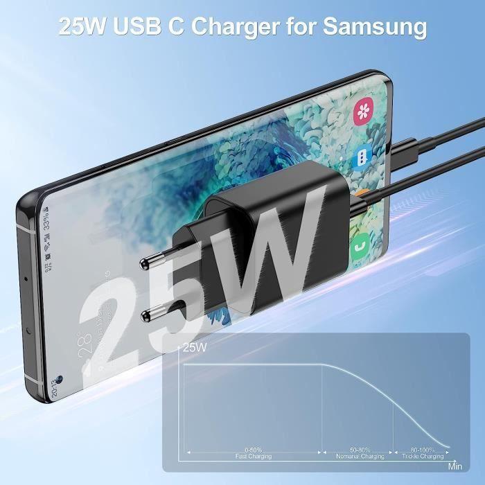 Chargeur Usb C Rapide 25W Avec 2M Câble, Chargeur Samsung Rapide + Cable Usb-C Vers Usb-C Avec Samsung Galaxy S22 Ultra-S22-S[u119]