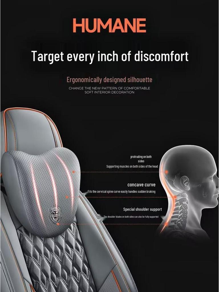 Nappa Leather Full Surround Seat Cushion Set for Five-Seat Cars, Universal Four-Season Car Seat Covers