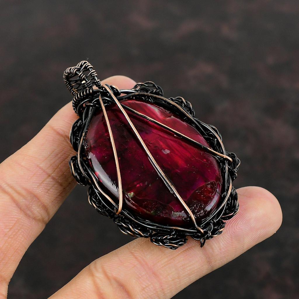 Red Fire Labradorite Pendant Copper Wire Wrapped Pendant Handmade Pendant Copper Jewelry Gemstone Pendant Wire Wrapped Jewelry Gift For Mom