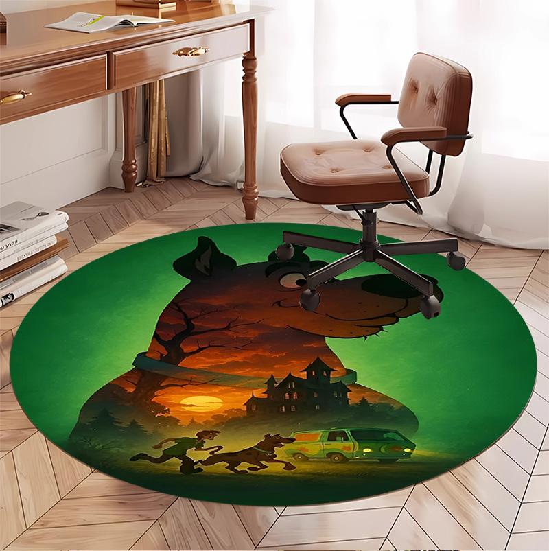 Scooby Pattern Round Rug, Indoor/Outdoor Mat, for Picnic, Gameroom, Bedroom, Office, Living Room, Home Decor Carpet, Birthday Gift