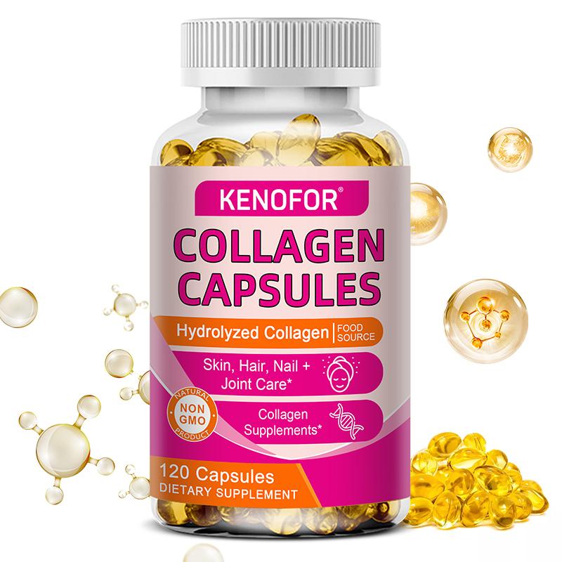Hydrolyzed Bovine Collagen Capsules with Biotin & Vitamin C, Non‑GMO Dietary Supplement, 120 Capsules 60‑Day Supply