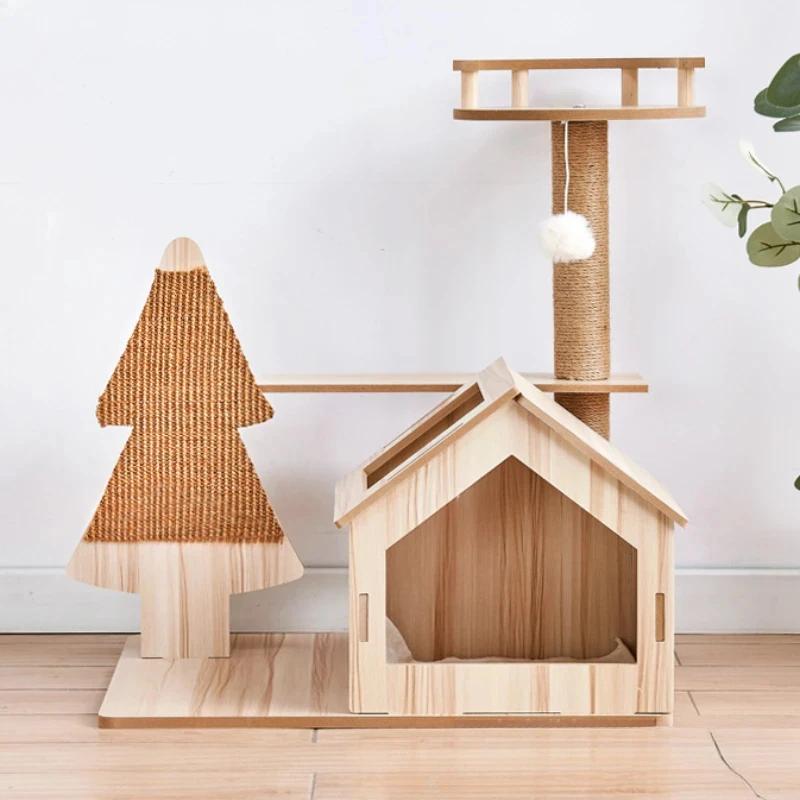 Multi-level Cat Tree with Cat's Nest Cat Scratch Board Stable Space Capsule Wear Resistant Cat Tower Kitty Play Cat Tree House