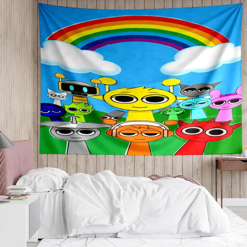 1PC Colorful Sprun-ki Robot Party K-pop music group Tapestry Accessories for Bedroom,Livingroom, dormitory Room Wall Decor Fan Birthday Gifts