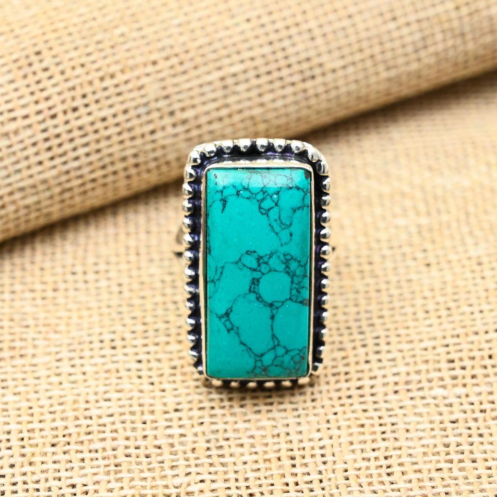 Santa Rosa Turquoise Gemstone 925 Sterling Silver Handmade Jewelry Ring Gift For Love