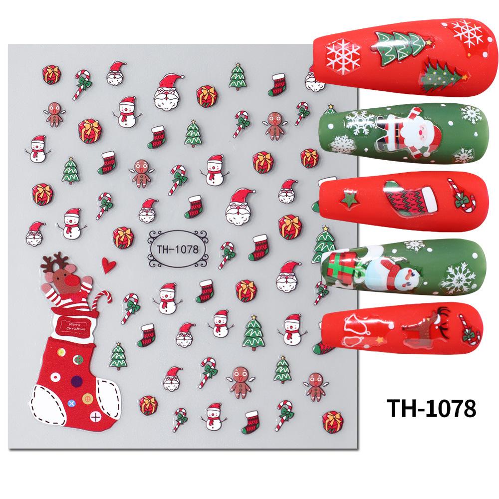 Nail Art Stickers Christmas Golden Snowflake Snowman Christmas Tree Cookie Man Snowball Cartoon Nail Stickers