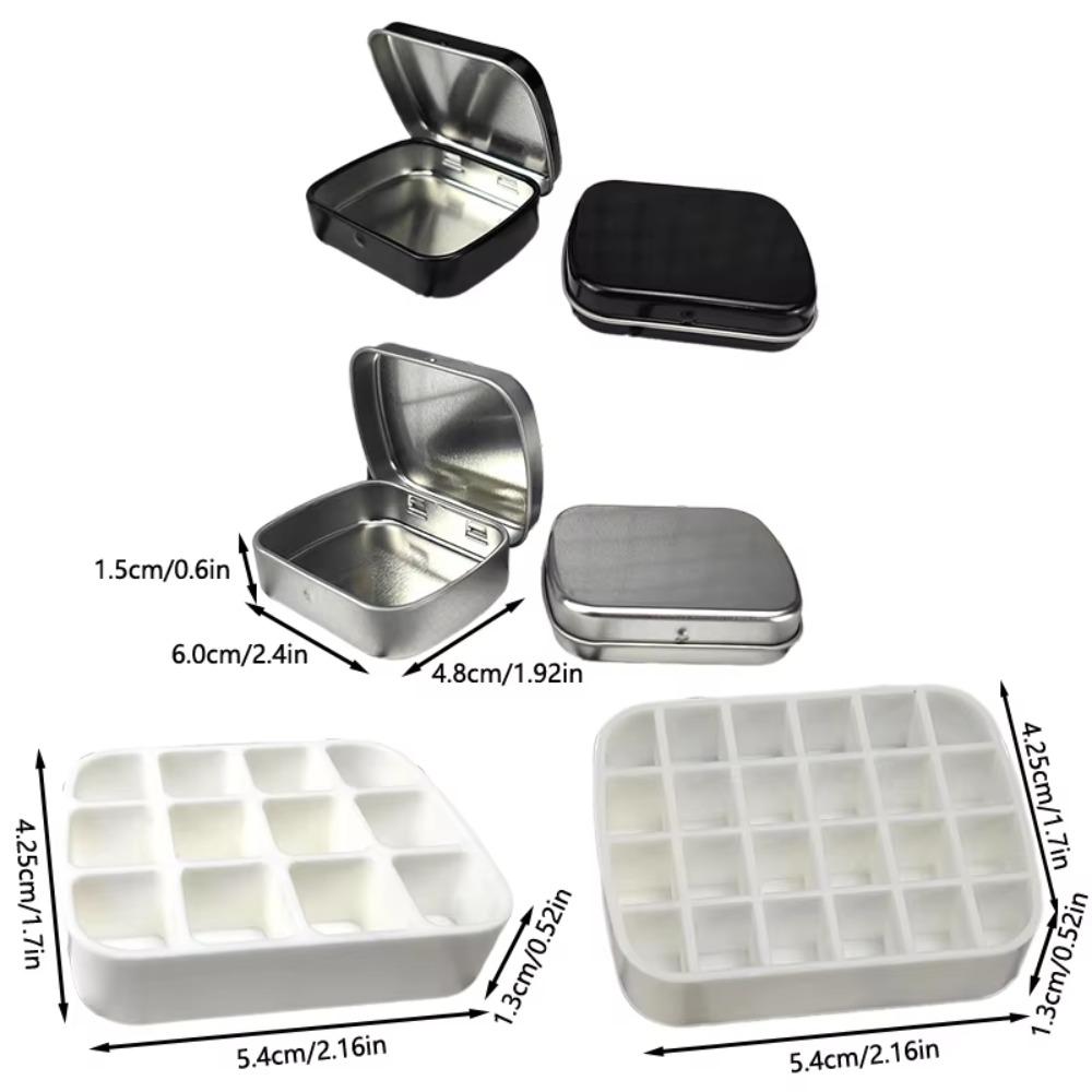 2Pcs Empty Watercolor Iron Box 12/24 Grids Travel Painting Tray Watercolor Paint Palette  Outdoor