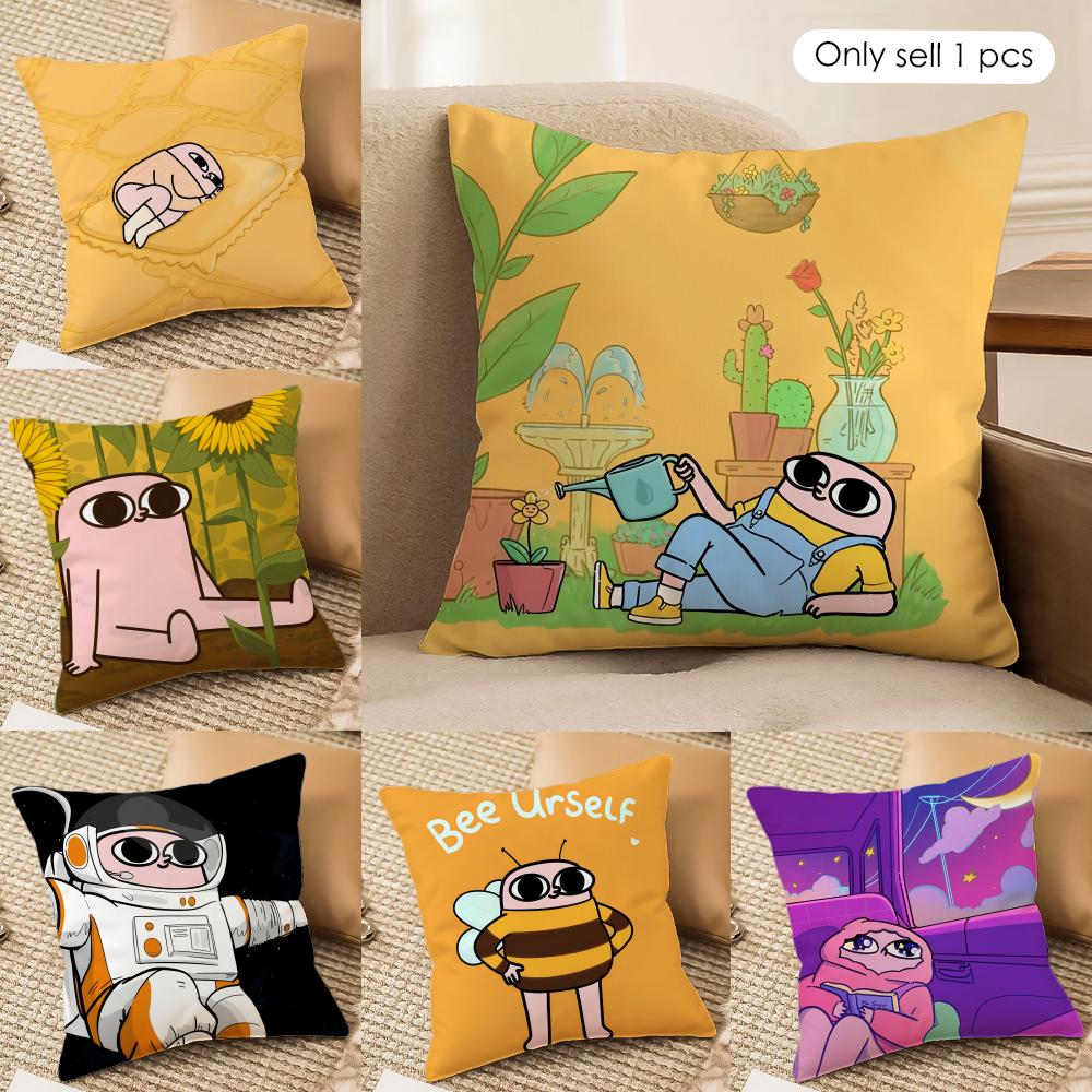 FUNNY Cartoon KKETNIPZ Cushion Cover Silky Short Plush Invisible Zipper Dustproof Sofa Pillow Case for Home Decor