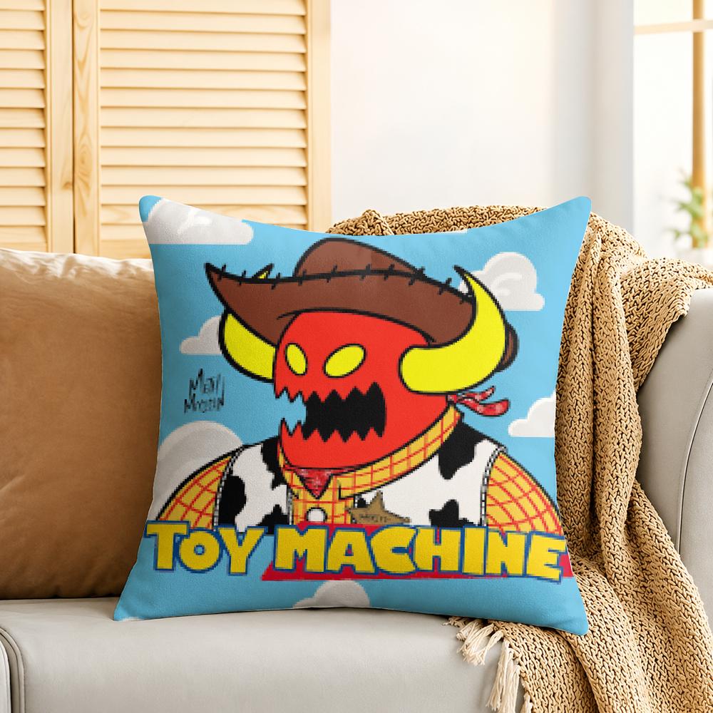 TToy MMachineS SSkateS Cushion Cover Silky Short Plush Invisible Zipper Dustproof Sofa Pillow Case For Home Decor
