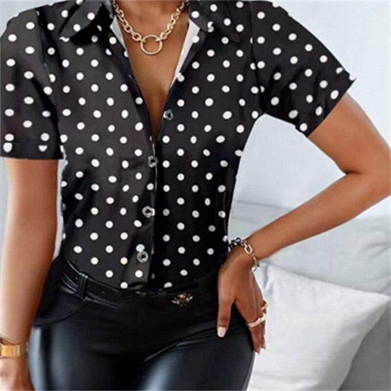 Blusas mujer de moda 2022, летние офисные женские топы с принтом, женские рубашки, женские рубашки, блузки, топы с коротким рукавом, шикарная женская рубашка