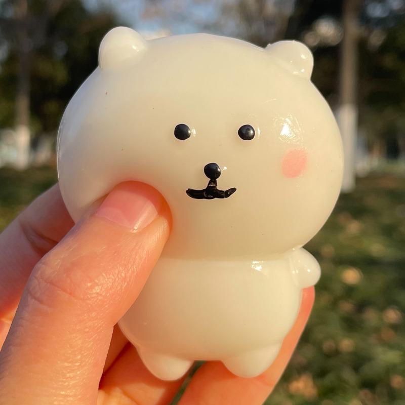 Squishy Self Deprecating Bear Fidget Toy Transparent Kawaii Expression Squeeze Toy Squishy Sensory Anti-stress Children Gifts