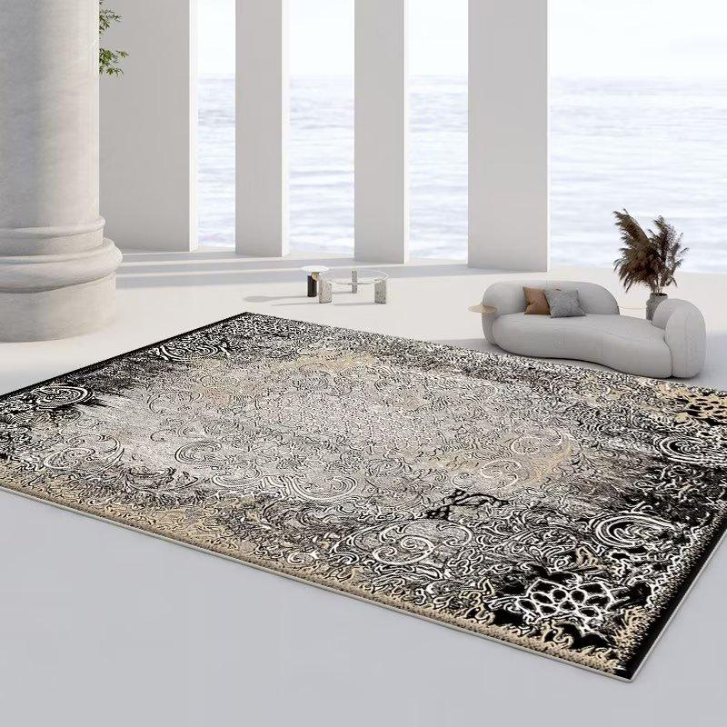 Persian Ethnic Style Carpet, Living Room Sand Coffee Table Floor Mat, Bedroom Bedside Crystal Velvet Carpet