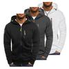 Мужская толстовка с капюшоном для фитнеса на весну и осень с карманами на молнии, кардиган на молнии, плотное однотонное повседневное пальто с эластичными манжетами и подолом, куртка для путешествий и работы