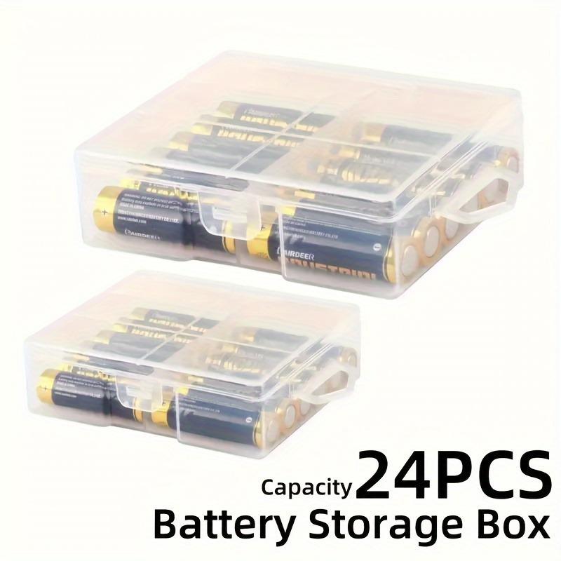 1pc Transparent Battery Storage Box, Holds 24 AA/AAA Batteries, Durable Plastic Organizer Case for Home Storage