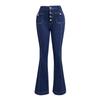 Spring and Autumn Women's Denim Jeans Button High Waist Jeans Thin Temperament Flared Trousers Long Pant