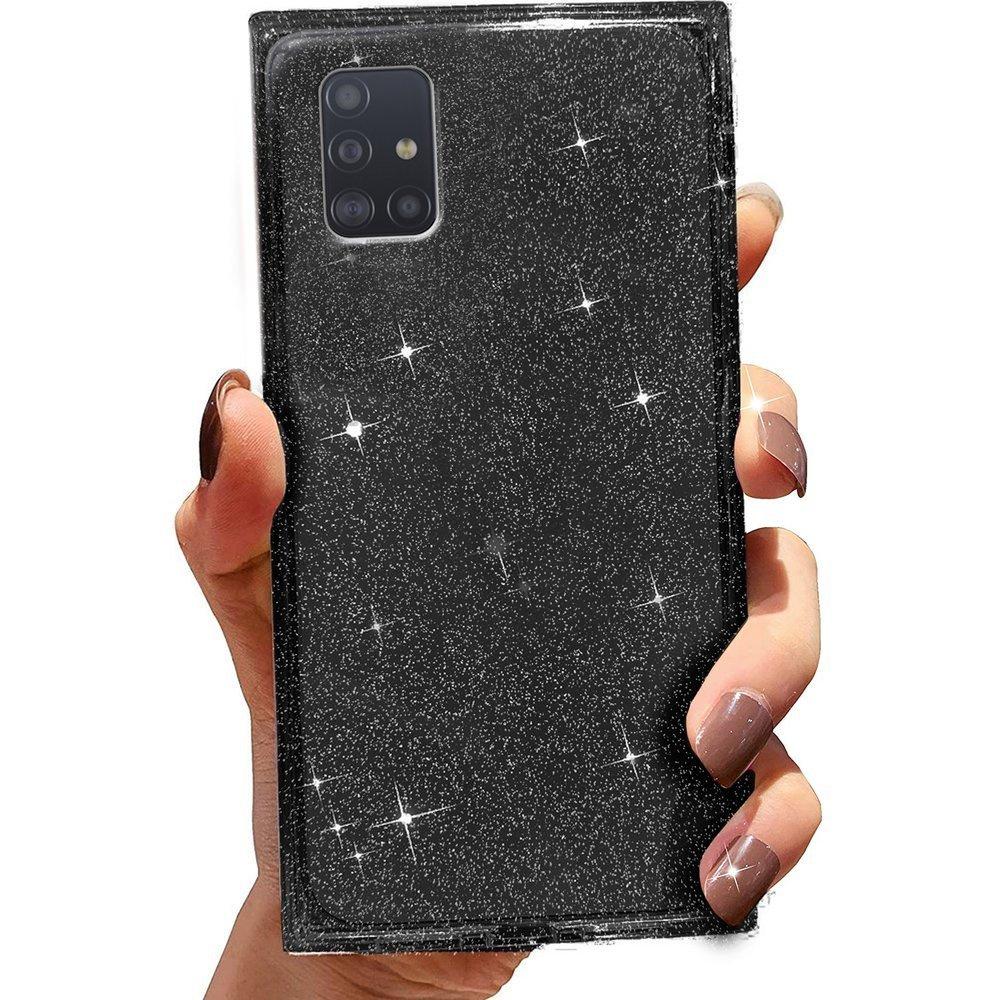 Square Glitter case for Samsung Galaxy A51 4G, Black