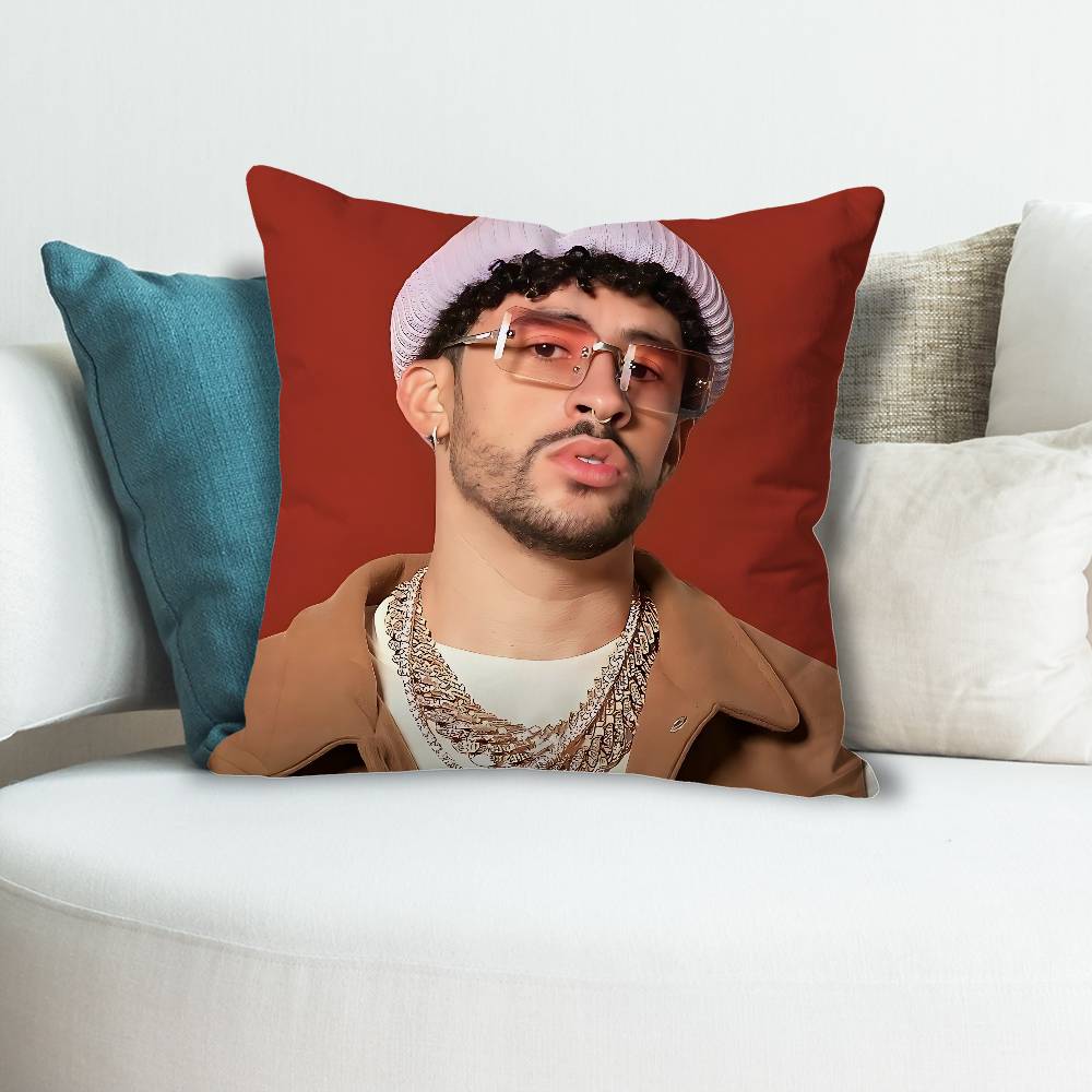 Singer BBad BBunny DTMF Anime Celebrity Merchandise AllMatch Printed Pillow Case Sofa Car Office Room Decoration Protector
