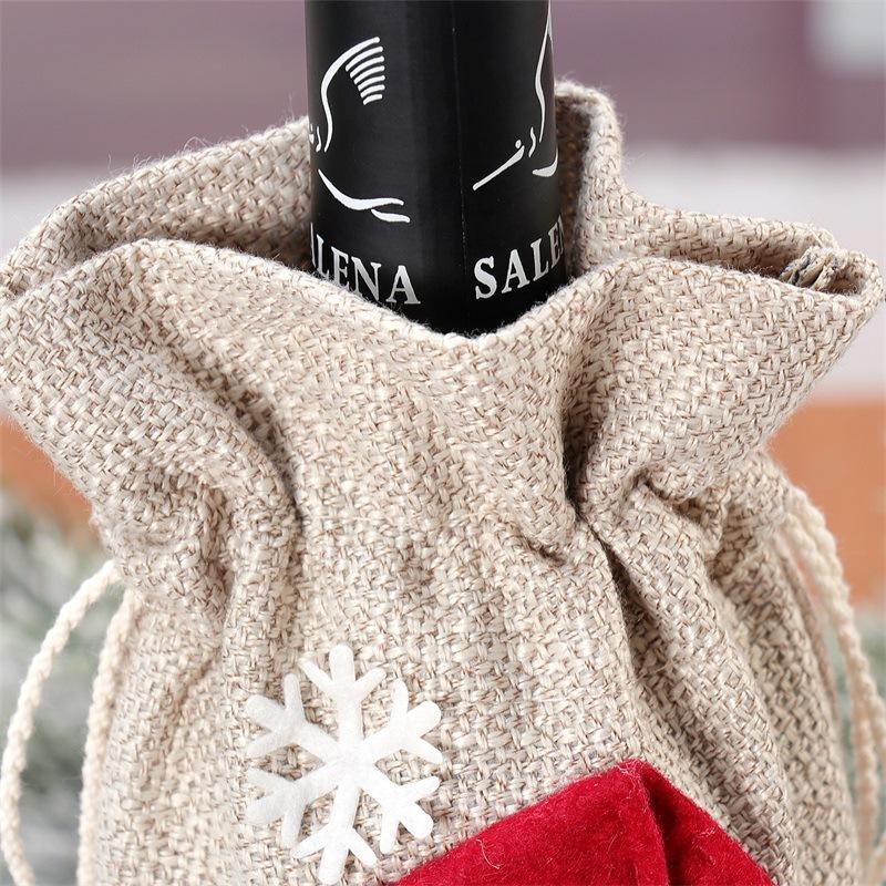 Новый кухонный набор бутылок вина, рождественское украшение, Санта-Клаус, снеговик, лось, олень, конопля, сумка для бутылки красного вина