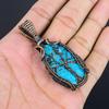 Tibetan Turquoise Pendant, 999 Copper Wire Wrapped Gemstone Jewelry, Handmade Pendant, For Thanksgiving