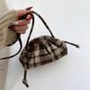 Женственная клетчатая шерстяная сумка через плечо, маленькая и изысканная, премиум-класса, новинка осени