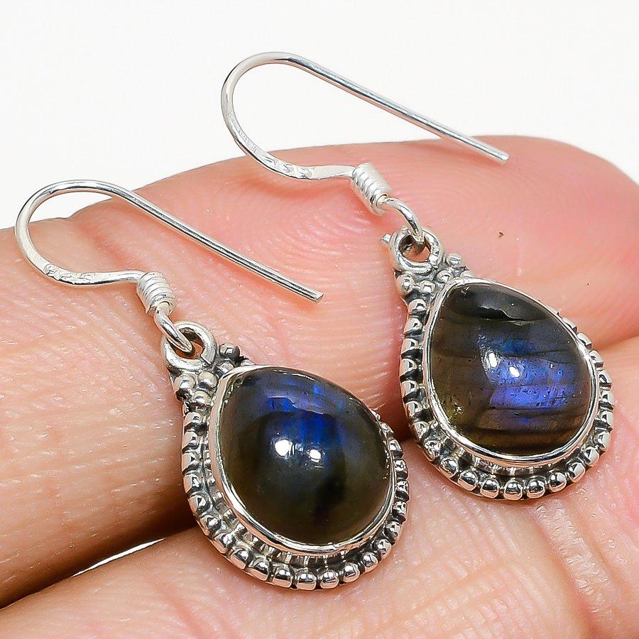 Подарочные серьги из стерлингового серебра 925 пробы с натуральным лабрадоритом, 1,25 дюйма, a4a71