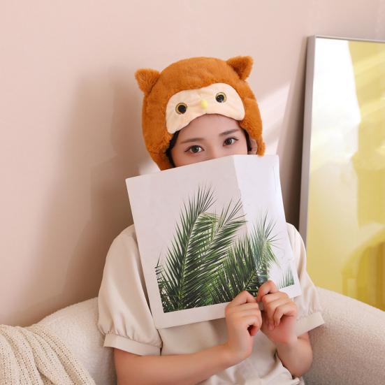 Милая мультяшная шляпа, головной убор, 3D пушистая плюшевая сова, аксессуары для волос, шляпа для выступлений, костюм для вечеринки, аксессуары для косплея