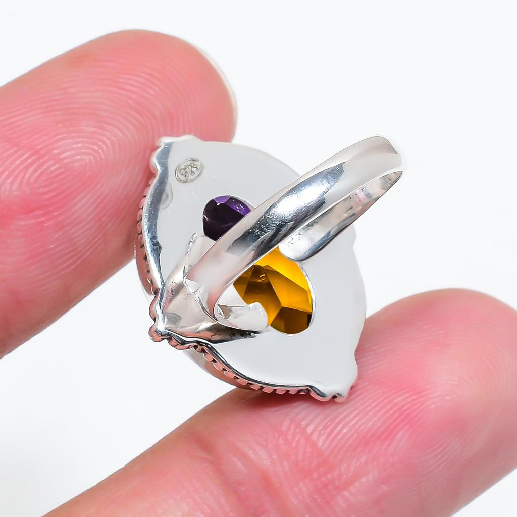 Ametrine 925 Sterling Silver Ring V6436, Yellow & Purple Ring, Oval Ring, Valentin's Day Gift, Gift For Her, Birthday Gift, Handmade Jewelry, Silver J