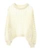 Music and Tulle Yarn Mesh Knit Ivory [earth Ecology] Sweatshirt, Pullover, Women's,