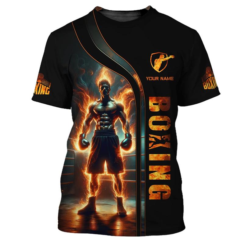Boxing Graphic T Shirts For Men Summer Trend Short Sleeve 3D Printed Sports T-shirts Loose Quick Dry Breathable Tees Fashion