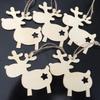 10pcs Reindeer Wooden Tags Christmas Tree Hanging Embellishments Decor
