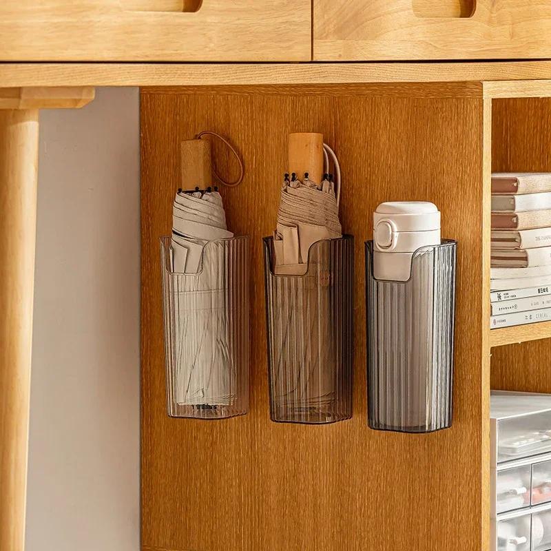 Держатель для зонта, настенный стеллаж для хранения солнцезащитных козырьков, стойка для хранения зонта, держатель для кистей для макияжа, без перфорации, в гостиной