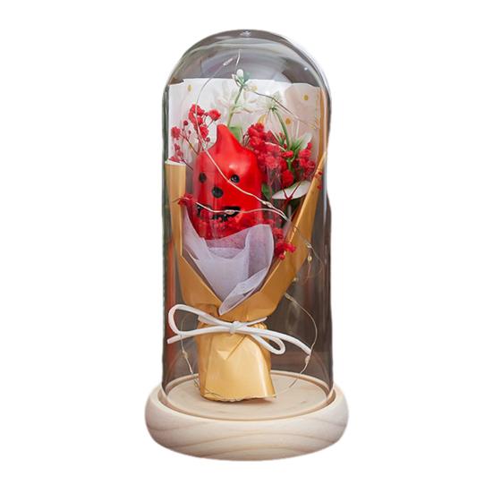 LED Clear Dome Pumpkin Night Light Halloween Pumpkin Figurine In Cloche with LED Light for Home Kitchen Mantel Tabletop Decor