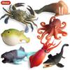 Oenux Sea Life Animals Soft Squid Pufferfish Crab Model Action Figures Anti Stress Relief Toy Kids Gift Fun Pressure Reduction