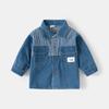 Осенняя джинсовая куртка с лацканами для мальчиков Детский топ в стиле иностранного покроя Красивая свободная куртка для детей Пальто