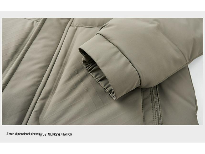 Мужская зимняя толстая пуховая куртка - Короткая, Большого размера, Повседневный свободный крой, 90% белый утиный пух