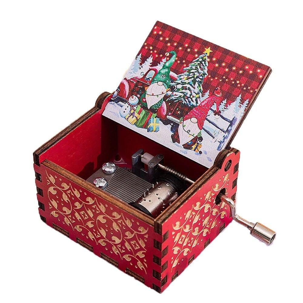 Музыкальная шкатулка с ручным управлением своими руками, красный Санта-Клаус, деревянная шкатулка, украшения для музыкальной шкатулки, с Рождеством