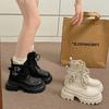 White British Style Thick High-heeled Thick-soled Martin Boots Women's 2025 New Autumn Small Man Height-increasing and Thin Short Boots