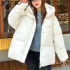 Plus Size Thickened Cotton Coat Women's Fall/Winter A-Line Loose Fit Puffer Jacket Warm Cotton-Lined Hooded Outerwear