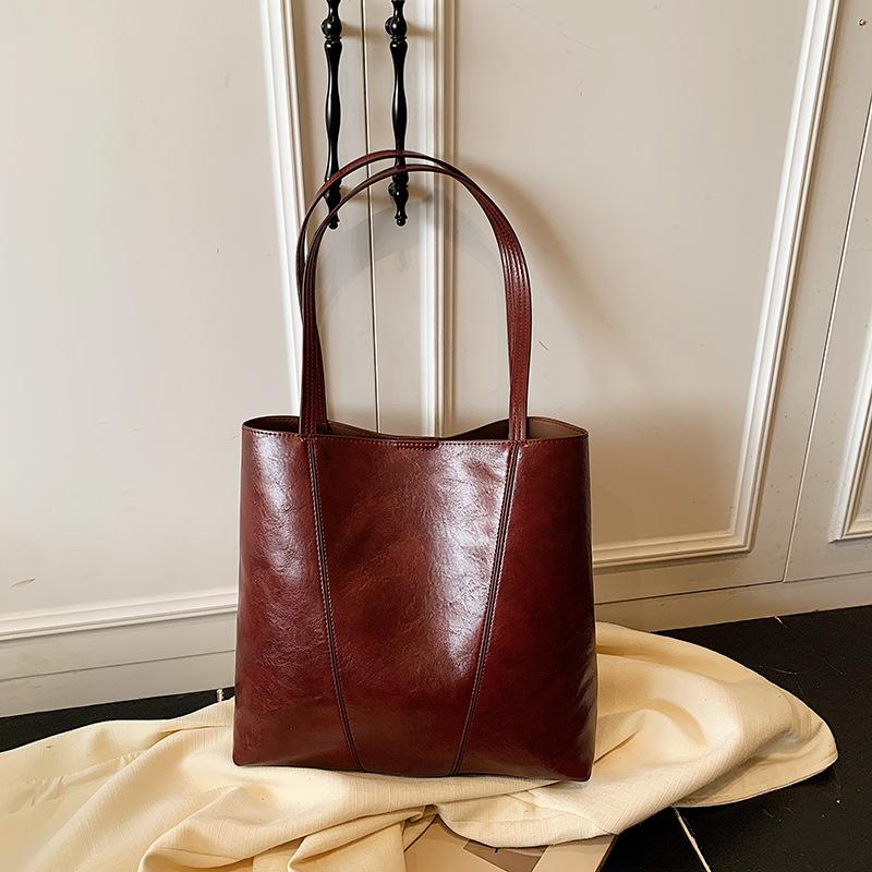 Сумка большой вместимости женская 2025 новая осенне-зимняя текстурная универсальная ретро сумка через плечо большая сумка популярная сумка-тоут для поездок на работу