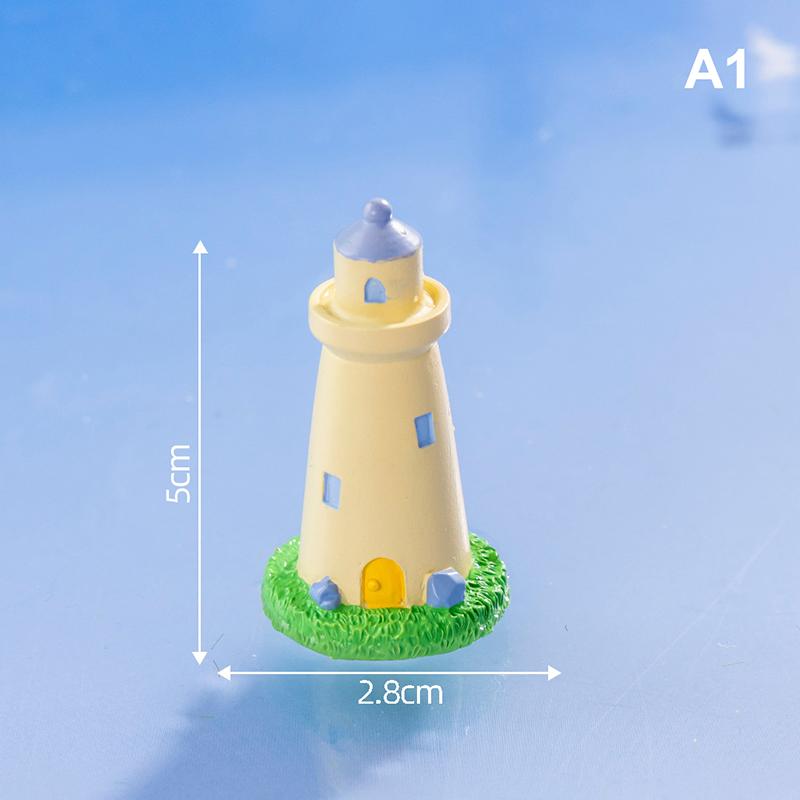 Mini Ocean Figurine Doll Garden Decor Ornament Kid Toy Miniature Landscape Ornaments Lighthouse Statue Resin Craft